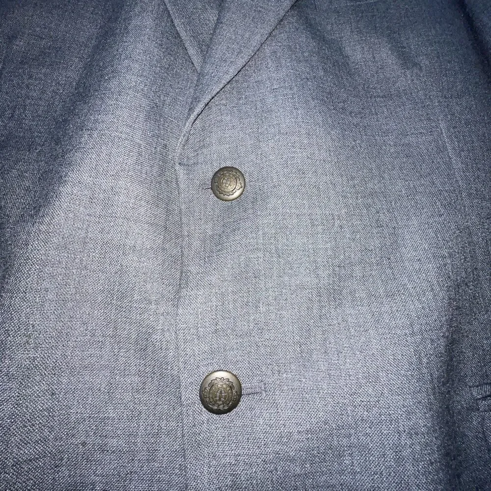 Vtg Bert Pulitzer‎ Mens Blazer Size 46R Gray Blazer Gold Button Wool Blend Coat